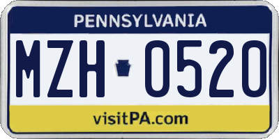 PA license plate MZH0520
