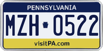PA license plate MZH0522