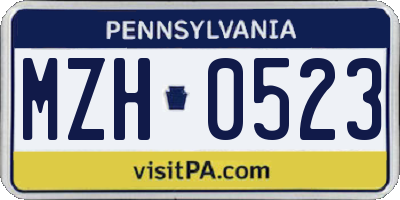 PA license plate MZH0523