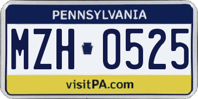 PA license plate MZH0525