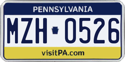 PA license plate MZH0526