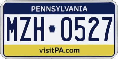 PA license plate MZH0527