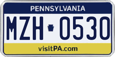 PA license plate MZH0530