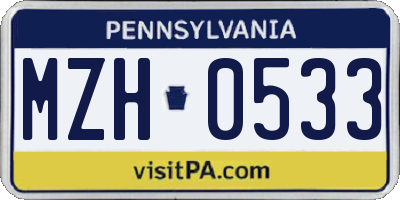 PA license plate MZH0533