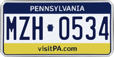 PA license plate MZH0534