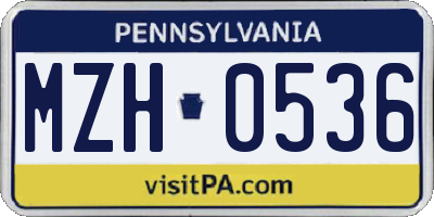 PA license plate MZH0536