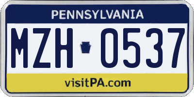 PA license plate MZH0537