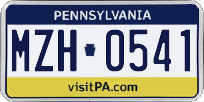 PA license plate MZH0541