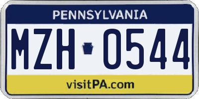 PA license plate MZH0544
