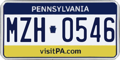 PA license plate MZH0546