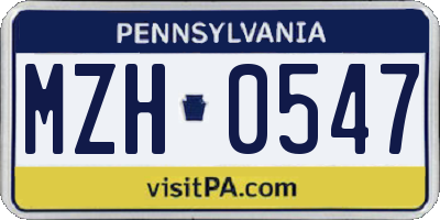 PA license plate MZH0547