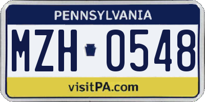 PA license plate MZH0548