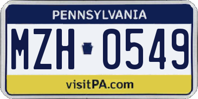 PA license plate MZH0549