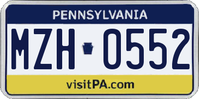 PA license plate MZH0552