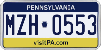PA license plate MZH0553