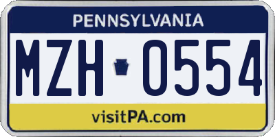 PA license plate MZH0554