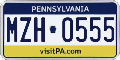 PA license plate MZH0555