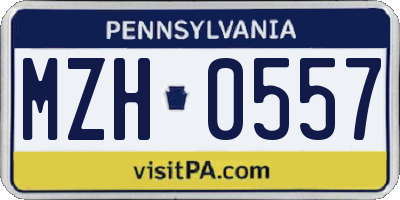 PA license plate MZH0557