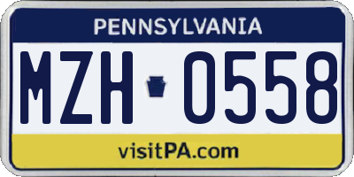 PA license plate MZH0558