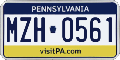 PA license plate MZH0561