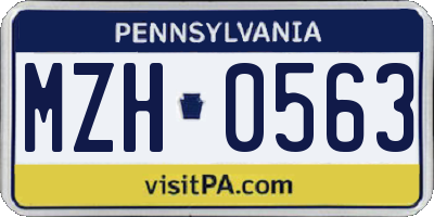 PA license plate MZH0563