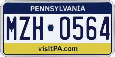 PA license plate MZH0564