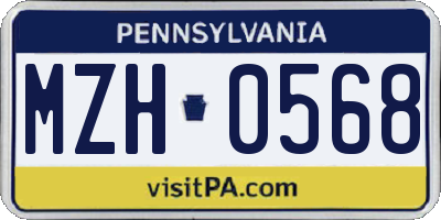 PA license plate MZH0568