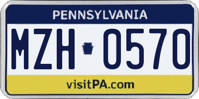 PA license plate MZH0570