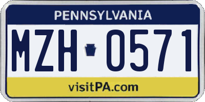 PA license plate MZH0571