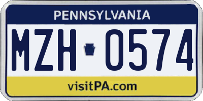 PA license plate MZH0574