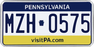PA license plate MZH0575