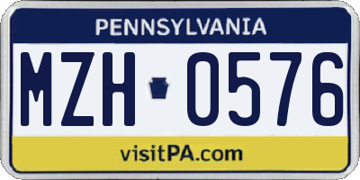 PA license plate MZH0576