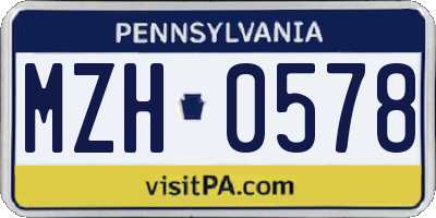 PA license plate MZH0578
