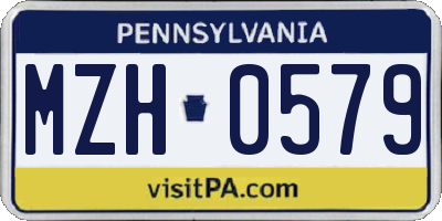PA license plate MZH0579