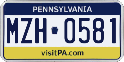 PA license plate MZH0581