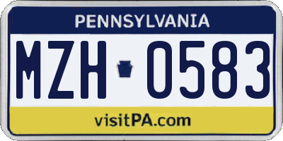 PA license plate MZH0583