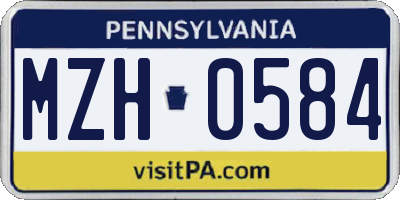 PA license plate MZH0584