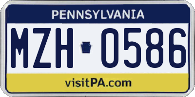 PA license plate MZH0586