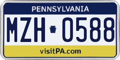 PA license plate MZH0588