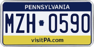PA license plate MZH0590