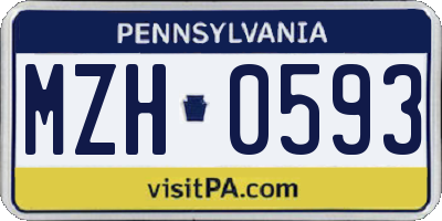 PA license plate MZH0593