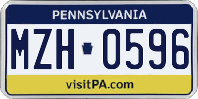 PA license plate MZH0596