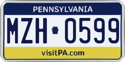 PA license plate MZH0599