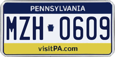 PA license plate MZH0609