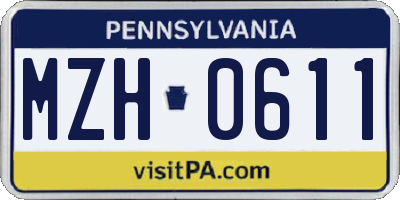 PA license plate MZH0611