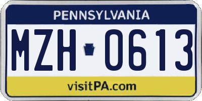 PA license plate MZH0613