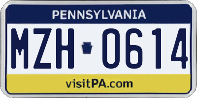 PA license plate MZH0614
