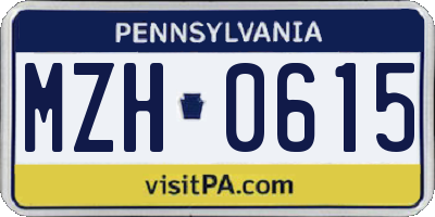 PA license plate MZH0615