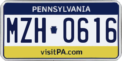 PA license plate MZH0616