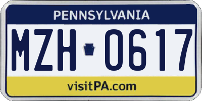 PA license plate MZH0617